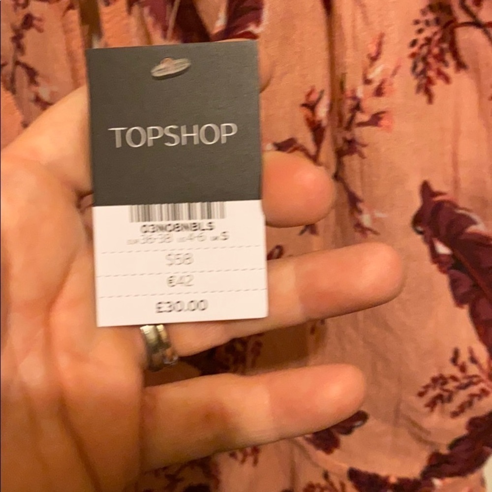 Top shop NWT pink romper with burgundy leaves S - Picture 4 of 5